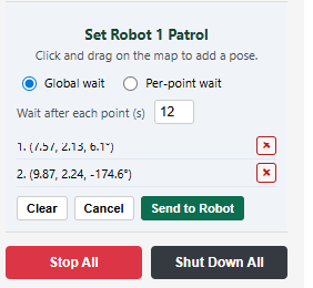 Set Patrol left-hand panel with patrol points
